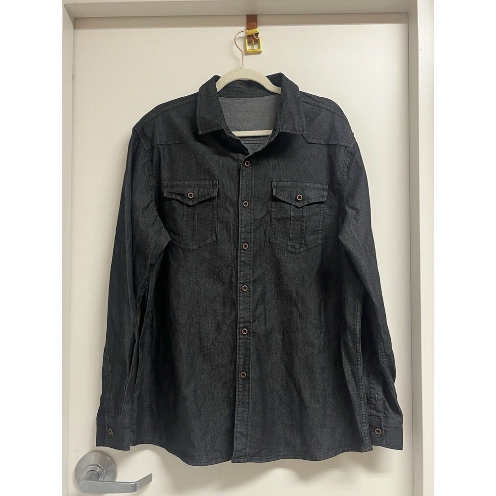 Unbranded 95% cotton Men's Shirt Long Sleeves Size XL, Black